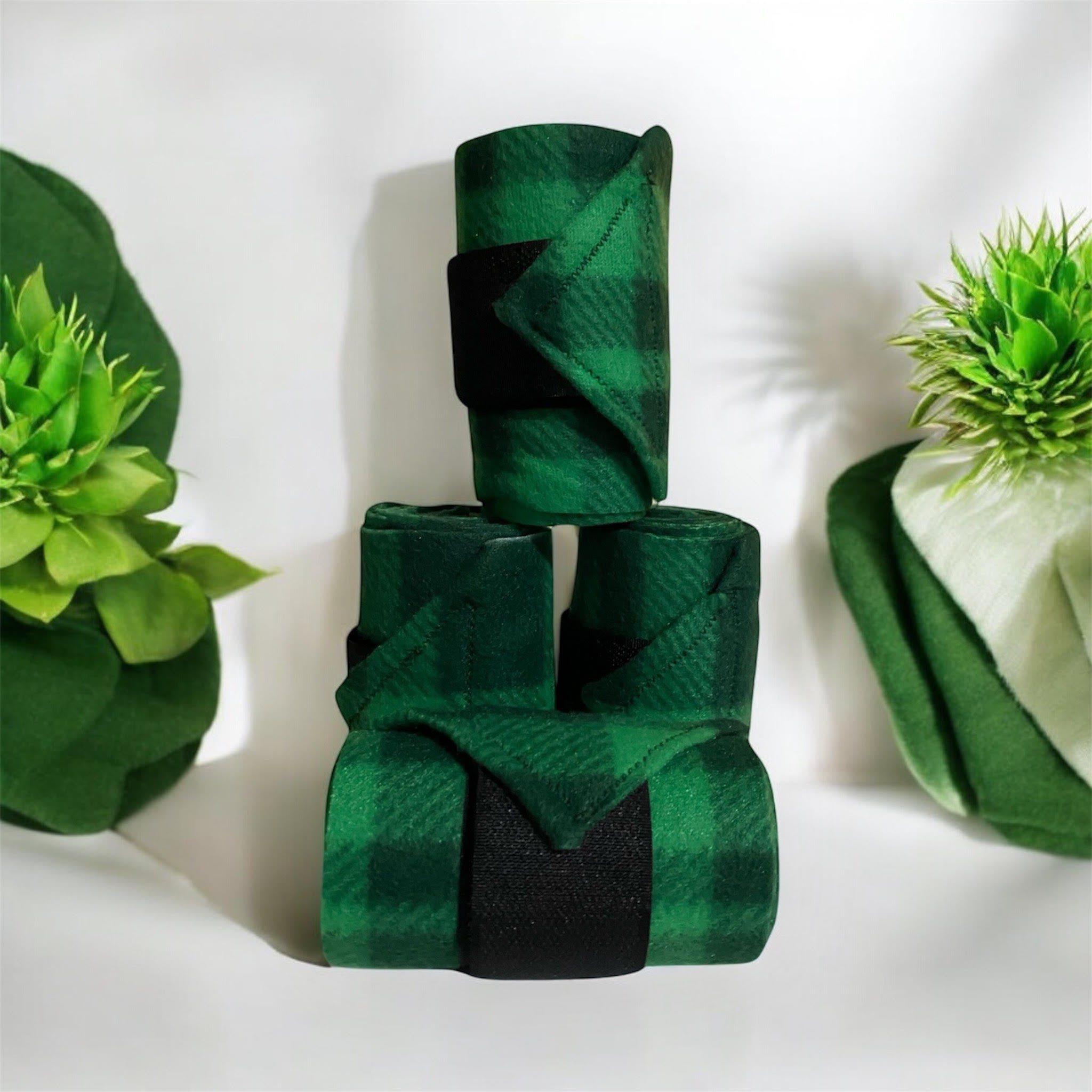 Green Plaid Leg Wraps- Light Weight Fleece